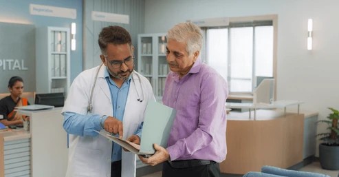 Healthcare professional with patient