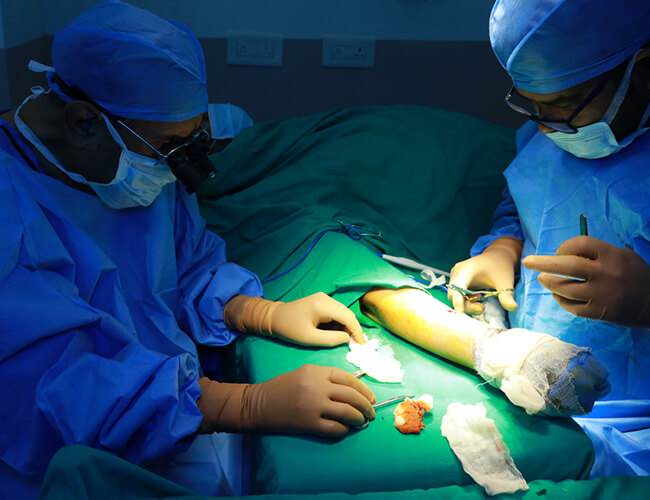 A group of surgeons performing surgery